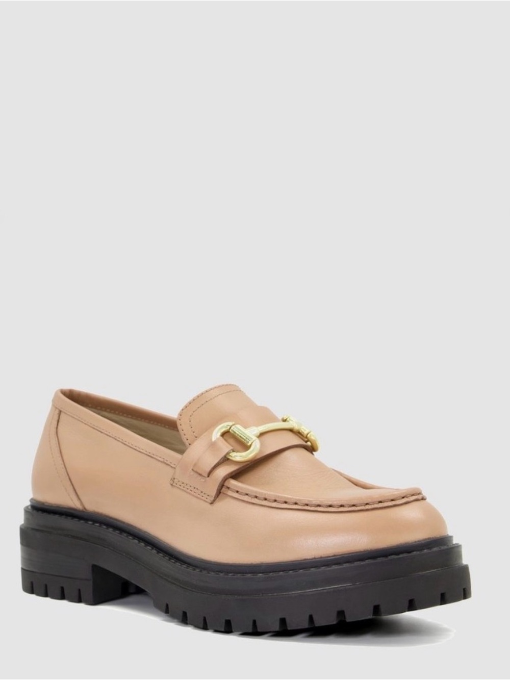Dune London Gallagher Nude Leather Lug Sole Loafer Women’s size 38/7.5